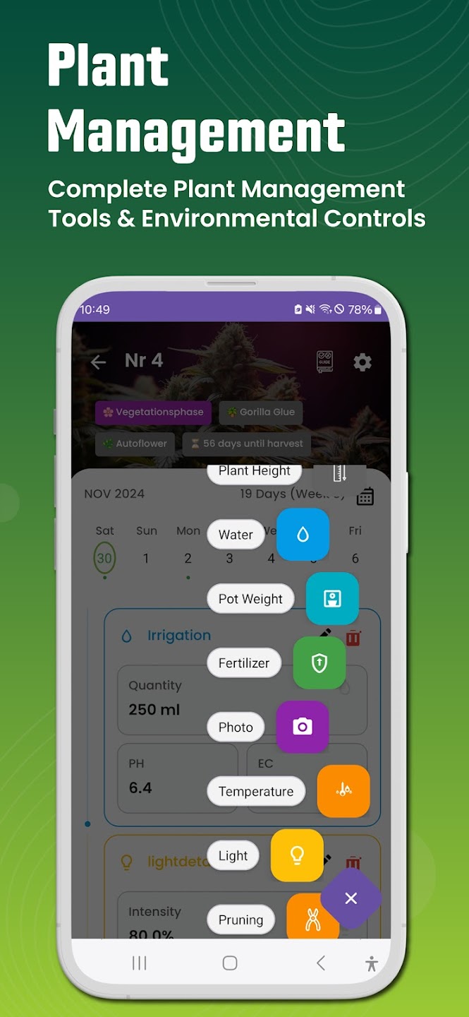 Plant Management Screen